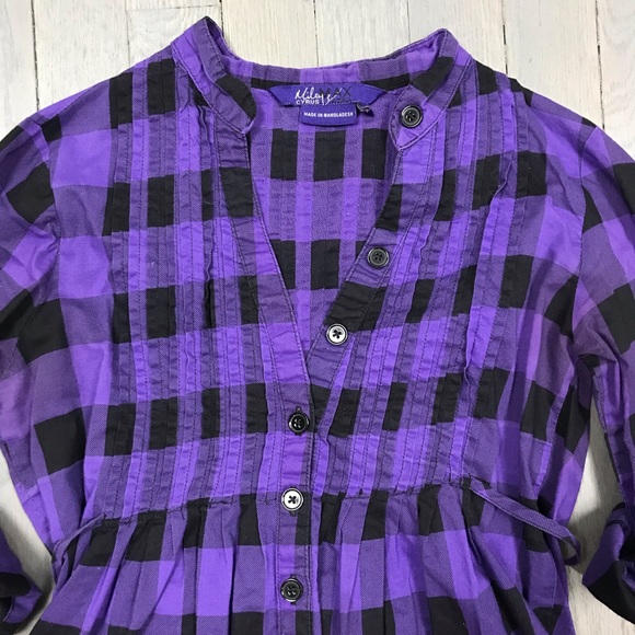 Miley Cyrus Max Azria Plaid Henley 3/4 Sleeve Top - Picture 5 of 8